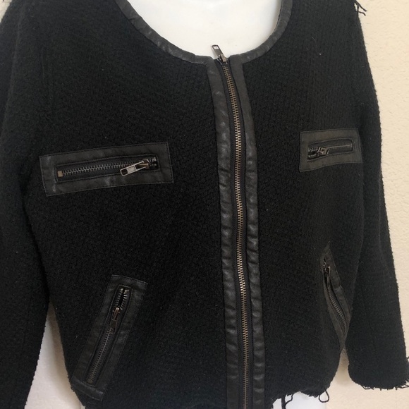 Bycorpus Black Fray Faux Leather Zipper Jacket - Picture 4 of 7
